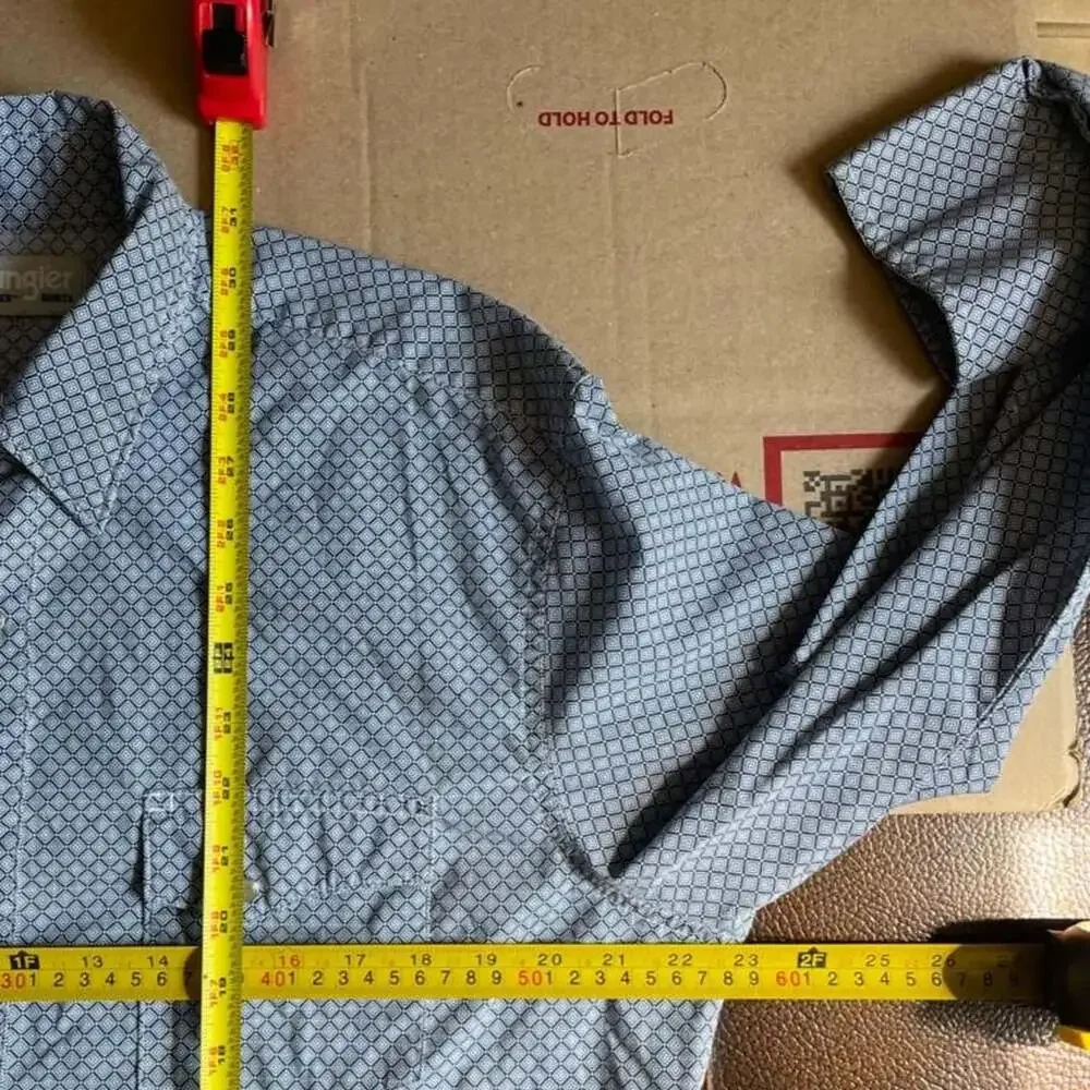 Wrangler Pearl Snap Shirt Mens XL Diamond Geometric Western Blue White